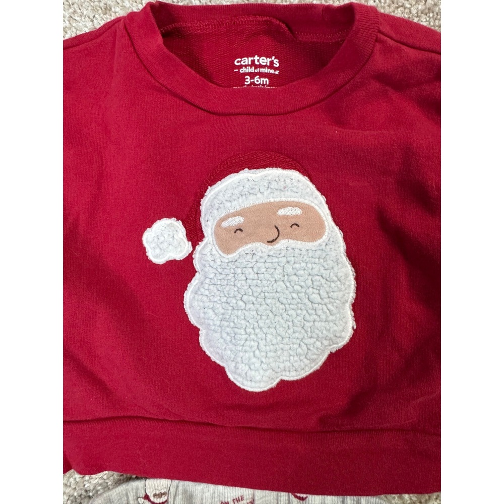 Carters Child of Mine Baby Boys Red Santa Sweatshirt and Grey Joggers Set 3-6M - Picture 6 of 6